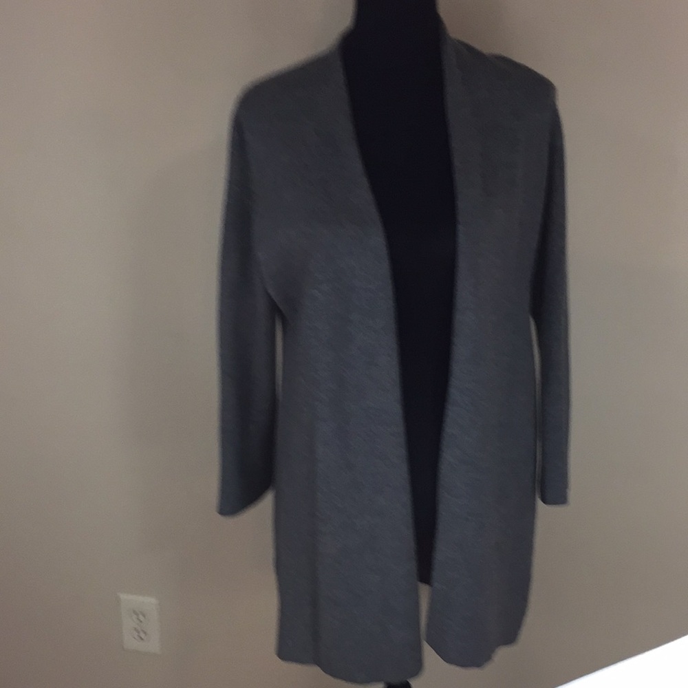 Loft Wool Cashmere Blend Open Front Gray Cardigan Sweater Size XL